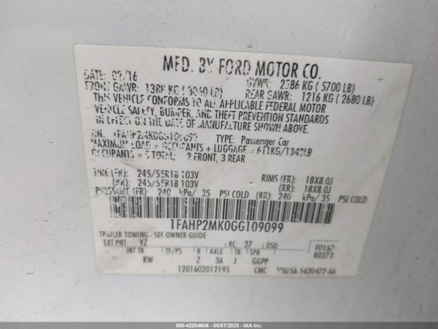 1FAHP2MK0GG109099 Ford Police Interceptor