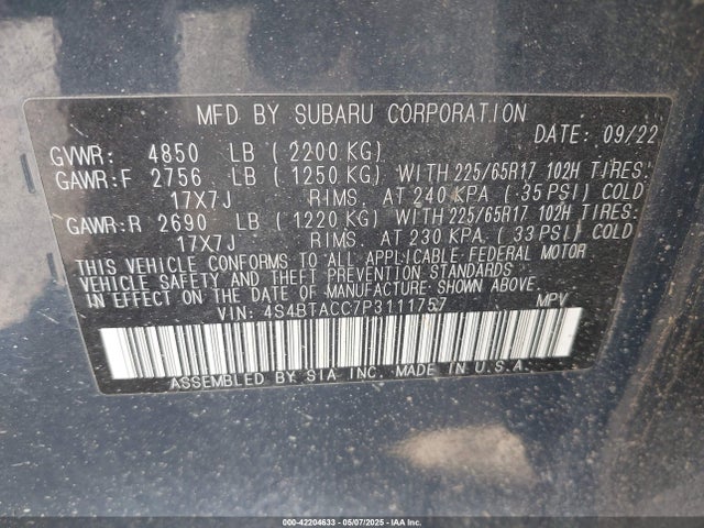 4S4BTACC7P3111757 Subaru na, u5