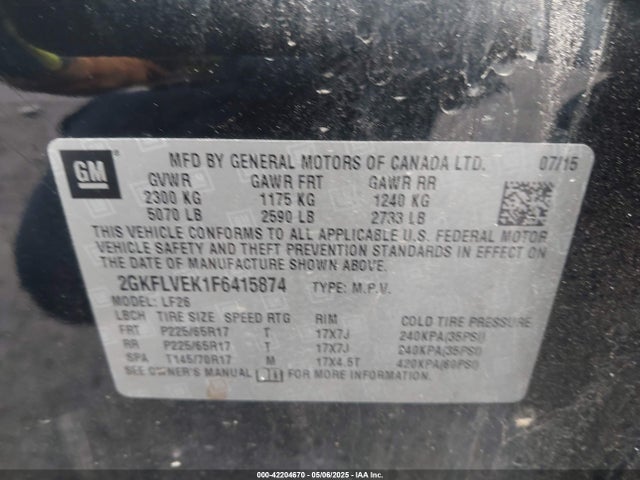 2GKFLVEK1F6415874 GMC Terrain Sle-1