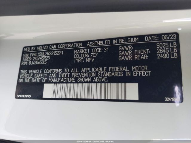 YV4L12UL7R2215271 Volvo Xc40 B5 Plus Dark Theme