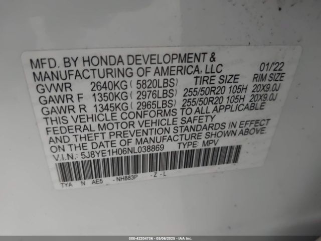 2022 ACURA MDX 5J8YE1H06NL038869 Photo 8