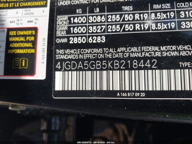 4JGDA5GB5KB218442 Mercedes-Benz Gle 400 4matic