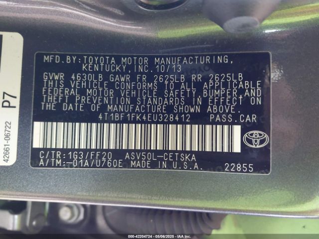 4T1BF1FK4EU328412 Toyota CAMRY SE