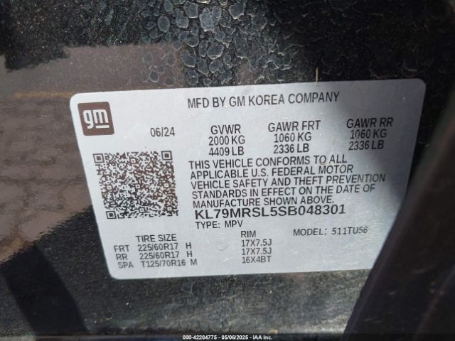 KL79MRSL5SB048301 Chevrolet Trailblazer Awd Lt