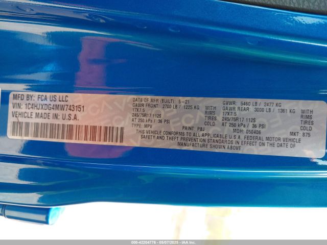1C4HJXDG4MW743151 Jeep Wrangler Unlimited Sport S 4x4