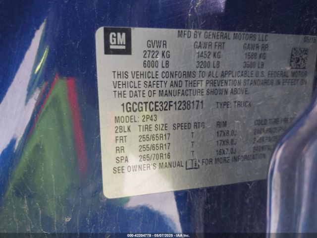 1GCGTCE32F1238171 Chevrolet Colorado Z71