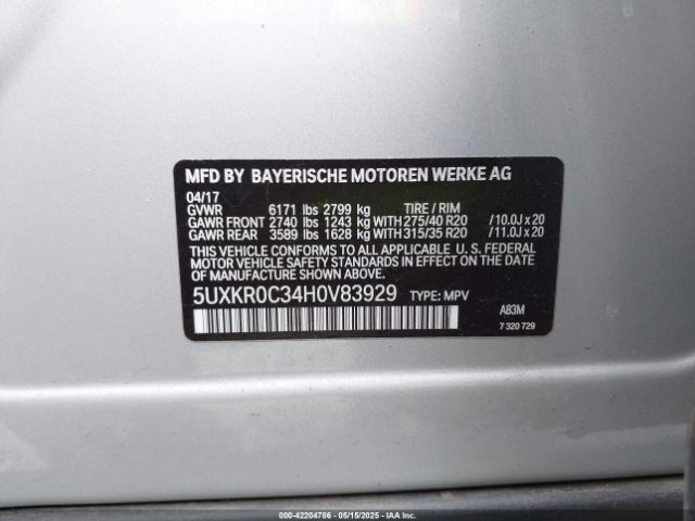 5UXKR0C34H0V83929 BMW X5 Xdrive35i