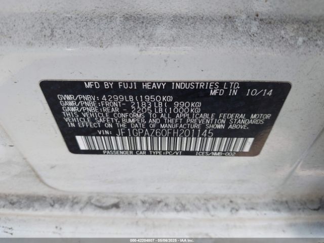 JF1GPAZ60FH201145 Subaru 2.0l na