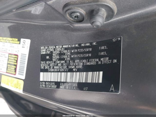 5TDDK3DC4FS097372 Toyota Sienna Limited Premium 7 Passenger