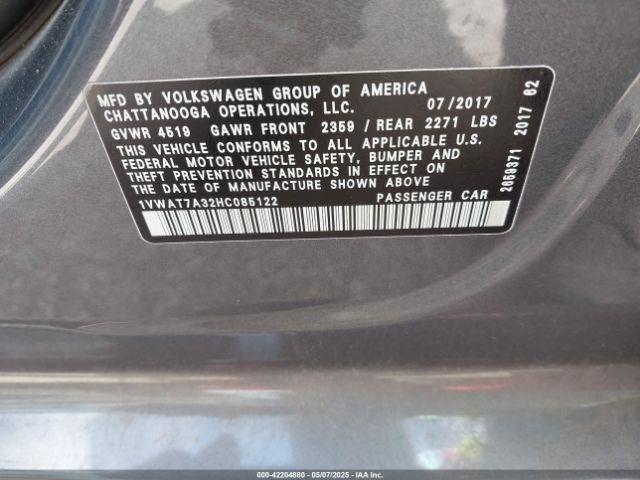 1VWAT7A32HC085122 Volkswagen Passat 1.8t S