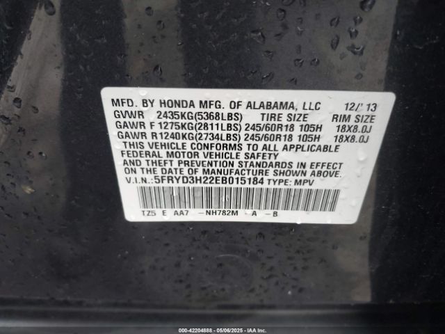 5FRYD3H22EB015184 Acura MDX