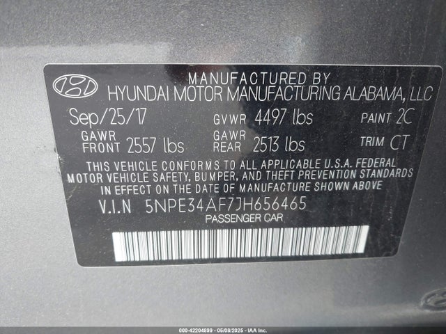 5NPE34AF7JH656465 Hyundai SONATA SEL
