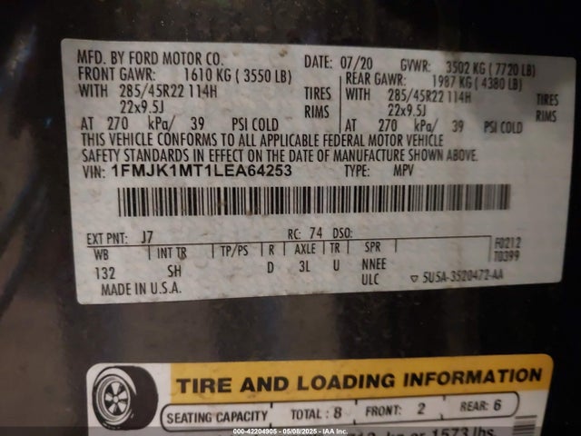 1FMJK1MT1LEA64253 Ford 3.5l gtdi