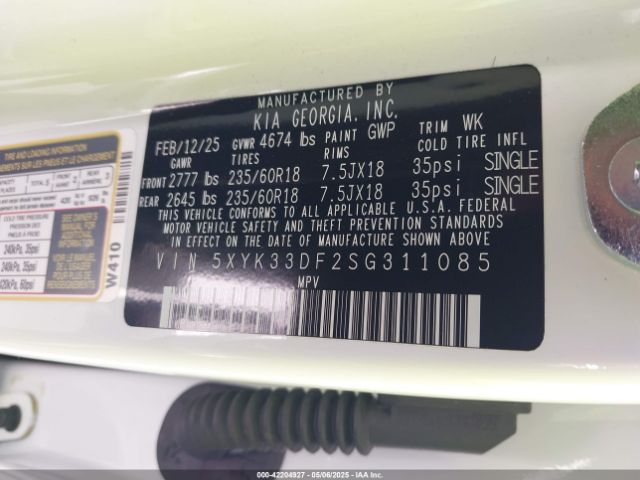5XYK33DF2SG311085 KIA Sportage Ex