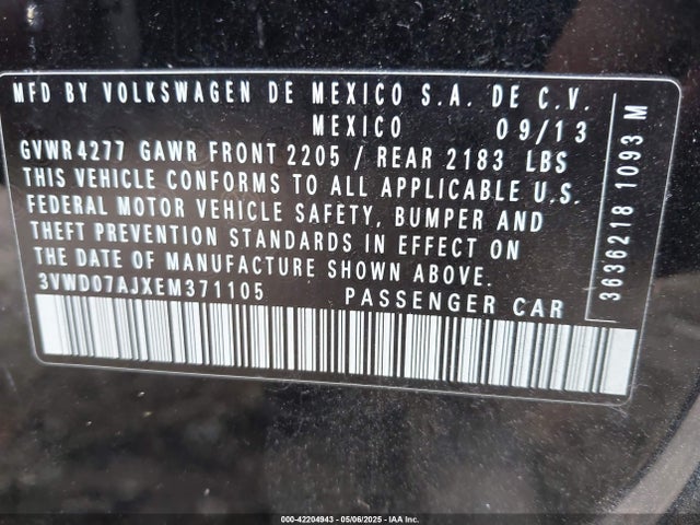 3VWD07AJXEM371105 Volkswagen Jetta 1.8t Se