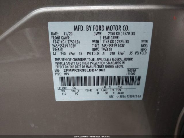 2020 FORD EDGE 2FMPK3K98LBB41063 Photo 8