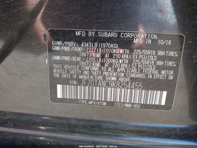 JF2GTANC9K8254455 Subaru Crosstrek 2.0i Limited