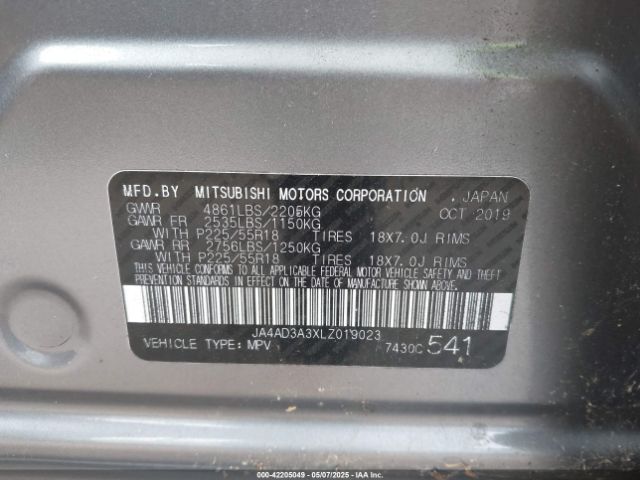 2020 MITSUBISHI OUTLANDER JA4AD3A3XLZ019023 Photo 8