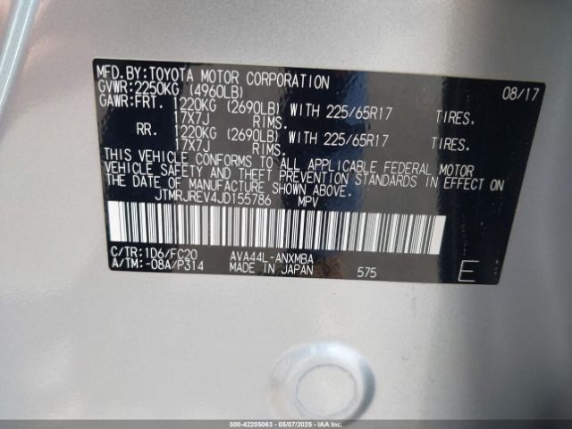 JTMRJREV4JD155786 Toyota Rav4 Hybrid Xle