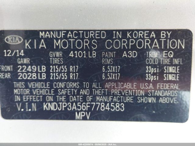 KNDJP3A56F7784583 KIA SOUL +
