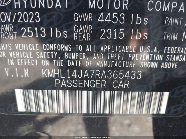 KMHL14JA7RA365433 Hyundai SONATA SEL