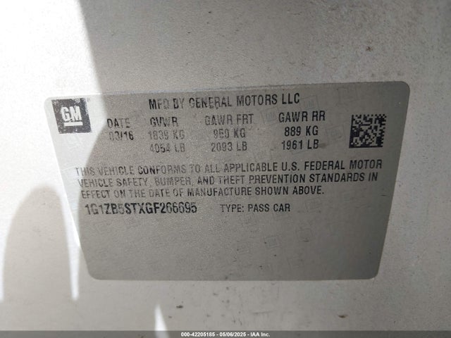 1G1ZB5STXGF266695 Chevrolet MALIBU LS