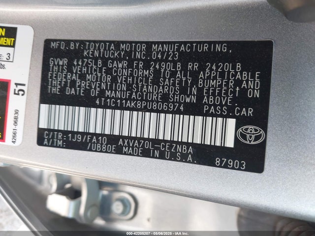 4T1C11AK8PU806974 Toyota a25a-fks