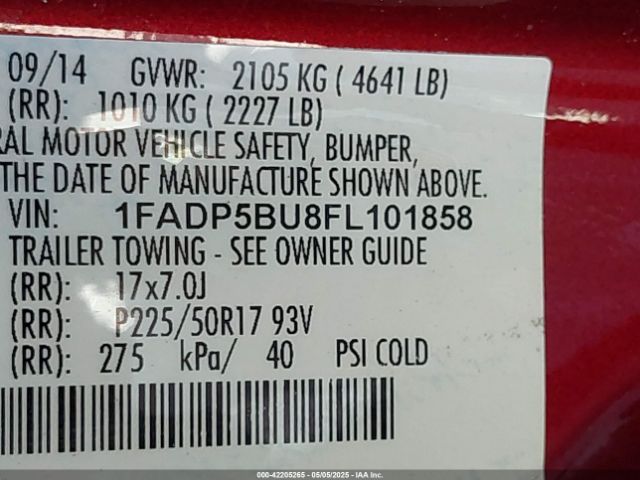 1FADP5BU8FL101858 Ford C-max Hybrid Sel