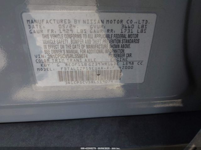 3N1CP5CV5RL559074 Nissan Kicks Sv Xtronic Cvt
