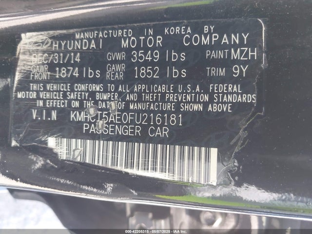 KMHCT5AE0FU216181 Hyundai dohc gdi gamma