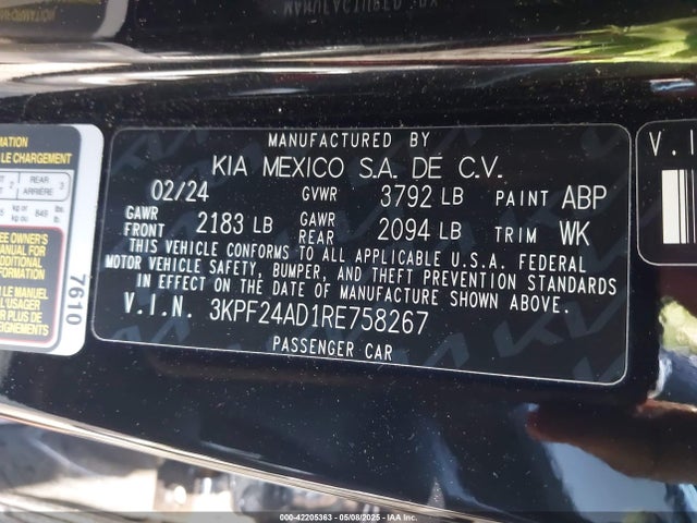 3KPF24AD1RE758267 KIA Forte Lxs