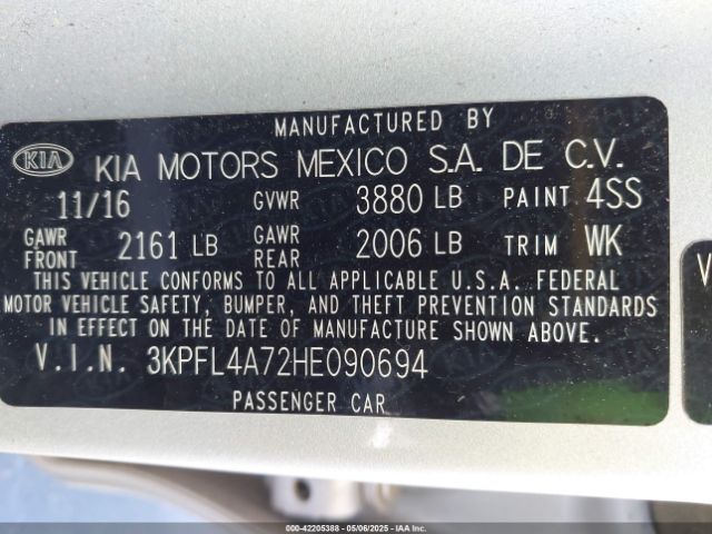 3KPFL4A72HE090694 KIA FORTE LX