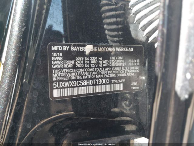 5UXWX9C58H0T13003 BMW X3 Xdrive28i
