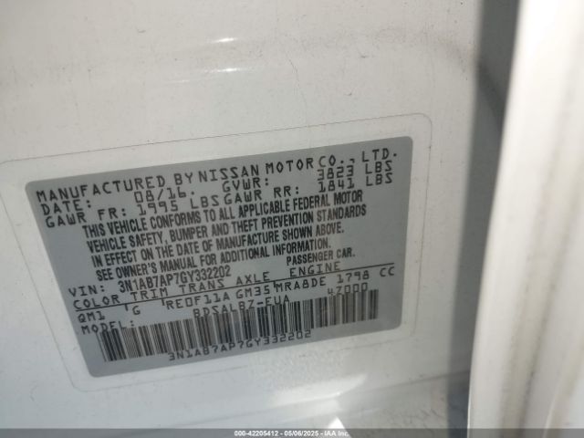 3N1AB7AP7GY332202 Nissan Sentra