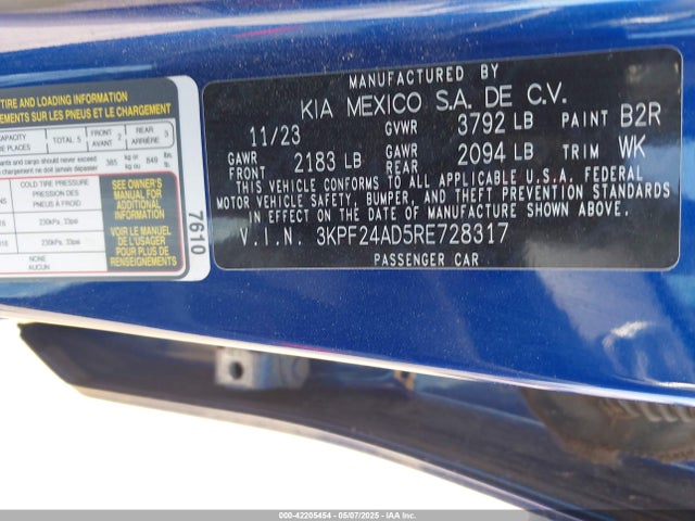 3KPF24AD5RE728317 KIA Forte Lxs