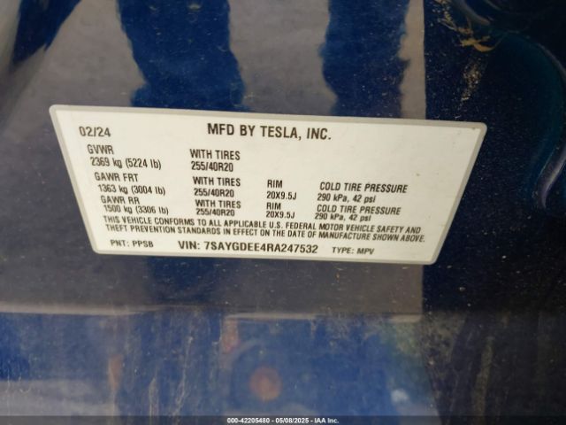 7SAYGDEE4RA247532 Tesla Model Y Long Range Dual Motor All-wheel Drive