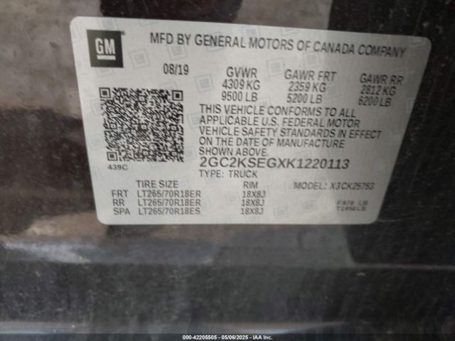 2GC2KSEGXK1220113 Chevrolet Silverado 2500hd Lt