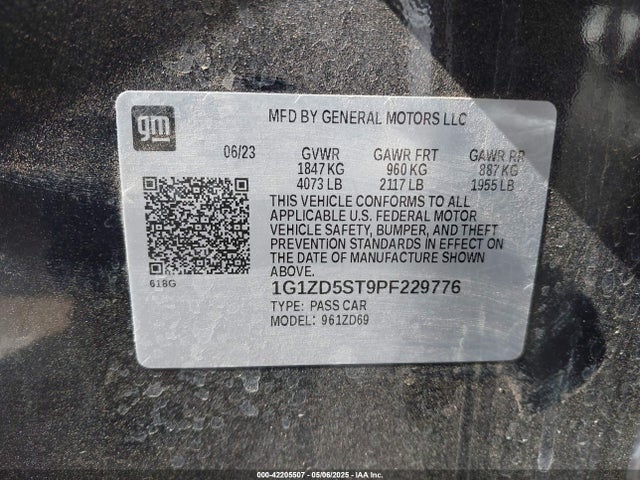 1G1ZD5ST9PF229776 Chevrolet Malibu Fwd 1lt