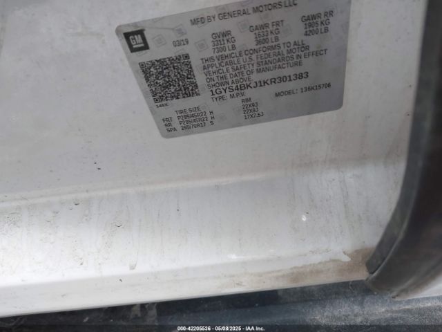 1GYS4BKJ1KR301383 Cadillac Escalade Luxury