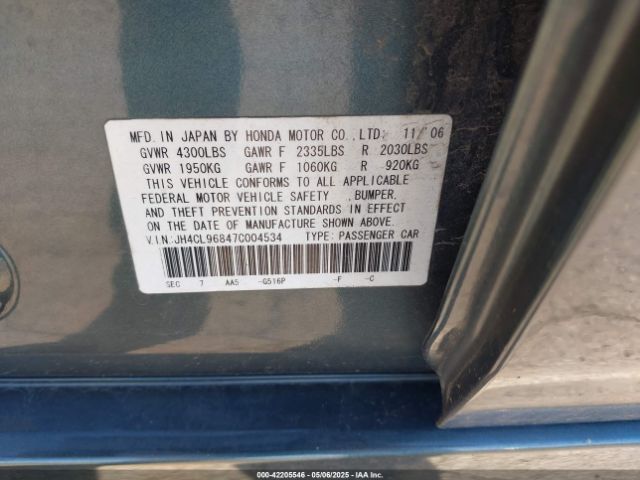 2007 ACURA TSX JH4CL96847C004534 Photo 8