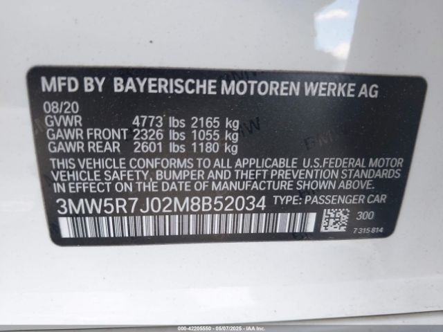 3MW5R7J02M8B52034 BMW 330i Xdrive