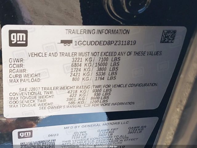 1GCUDDED8PZ311819 Chevrolet Silverado 1500 4wd  Standard Bed Lt