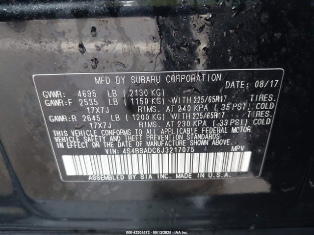 Subaru u5 2018 4S4BSADC6J3217075 Image 9