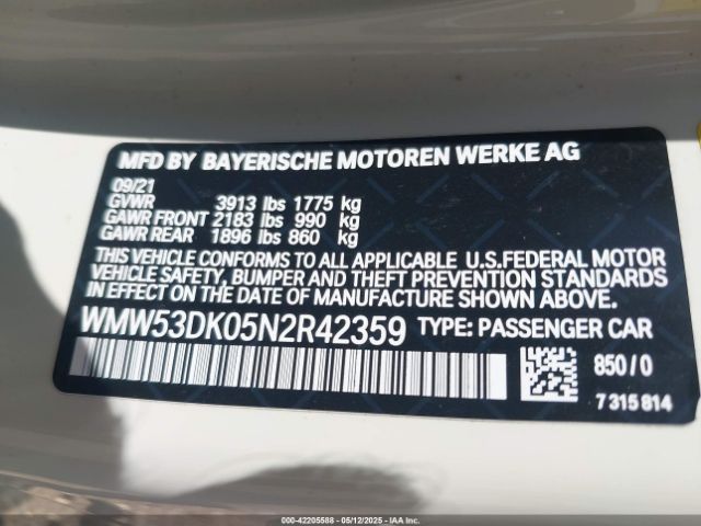 WMW53DK05N2R42359 Mini Hardtop Cooper S