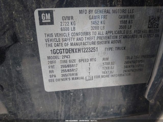 1GCGTDENXH1223251 Chevrolet Colorado Z71