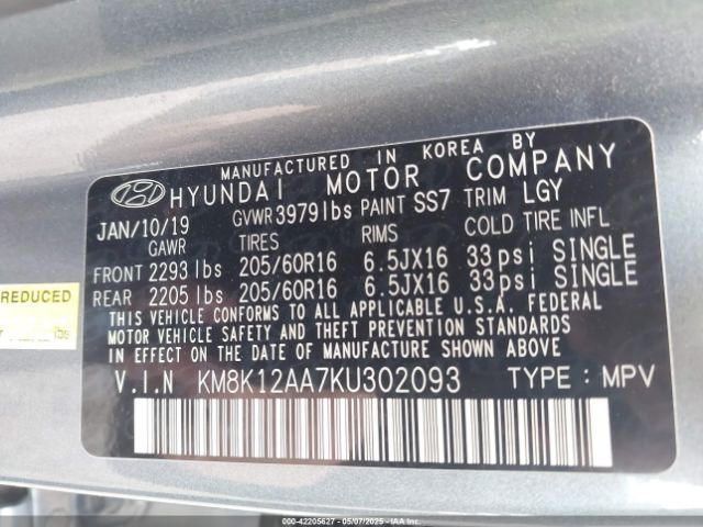 2019 HYUNDAI KONA KM8K12AA7KU302093 Photo 8