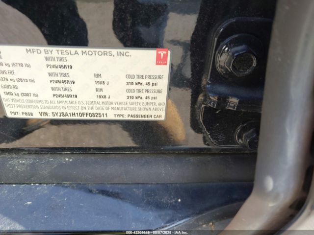 5YJSA1H10FF082511 Tesla MODEL S