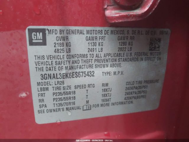 3GNAL3EK6ES675432 Chevrolet Captiva Sport Lt