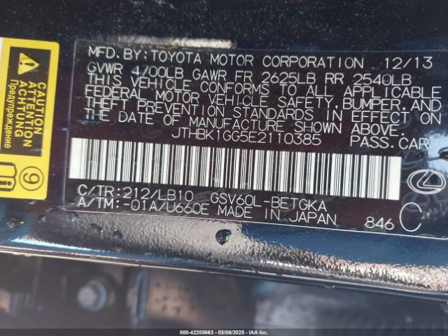 JTHBK1GG5E2110385 Lexus ES 350