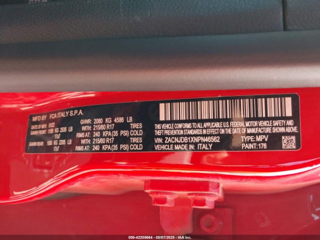 ZACNJDB1XNPN46562 Jeep Renegade Latitude 4x4